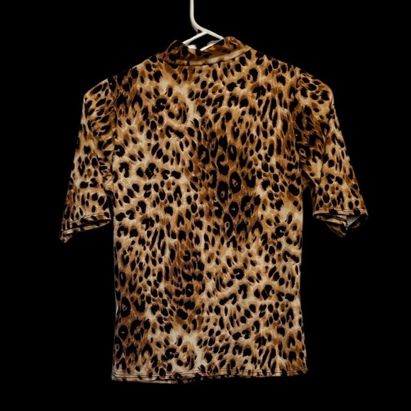 Olivia Rae Mock Neck Leopard Prints Tops (Size S) - Picture 2 of 7